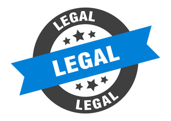 legal sign. legal blue-black round ribbon sticker