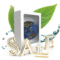 illustration of 3d globe with white letters