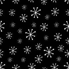 Cute snowflakes pattern in modern scandinavian style in vector. Absctract nordic geometric design for winter decoration interior, print posters, greating card, bussines banner, wrapping.