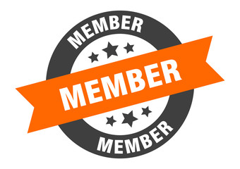 Obraz premium member sign. member orange-black round ribbon sticker
