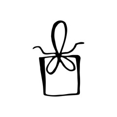 Single hand drawn element of New Year and Xmas. Doodle vector illustration. Winter elements  for greeting cards, posters, stickers and seasonal design.  Isolated on white background