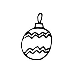 Single hand drawn element of New Year and Xmas. Doodle vector illustration. Winter elements  for greeting cards, posters, stickers and seasonal design.  Isolated on white background