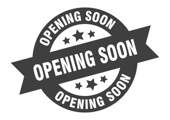 Fototapeta premium opening soon sign. opening soon black round ribbon sticker