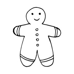 Single hand drawn element of New Year and Xmas. Doodle vector illustration. Winter elements  for greeting cards, posters, stickers and seasonal design.  Isolated on white background