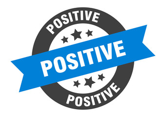 positive sign. positive blue-black round ribbon sticker