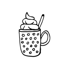 Single hand drawn element of New Year and Xmas. Doodle vector illustration. Winter elements  for greeting cards, posters, stickers and seasonal design.  Isolated on white background