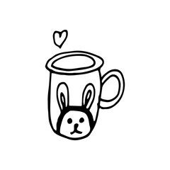 Single hand drawn element of New Year and Xmas. Doodle vector illustration. Winter elements  for greeting cards, posters, stickers and seasonal design.  Isolated on white background