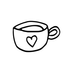 Single hand drawn element of New Year and Xmas. Doodle vector illustration. Winter elements  for greeting cards, posters, stickers and seasonal design.  Isolated on white background