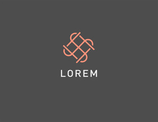 Creative geometric abstract linear logo of curved lines pattern for company