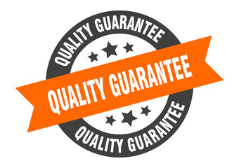 quality guarantee sign. quality guarantee orange-black round ribbon sticker