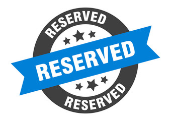 reserved sign. reserved blue-black round ribbon sticker