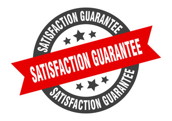 satisfaction guarantee sign. satisfaction guarantee black-red round ribbon sticker