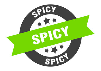 spicy sign. spicy black-green round ribbon sticker