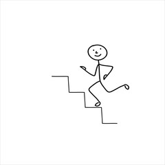 man runs up the stairs, human, isolated symbol
