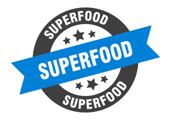 Fototapeta premium superfood sign. superfood blue-black round ribbon sticker
