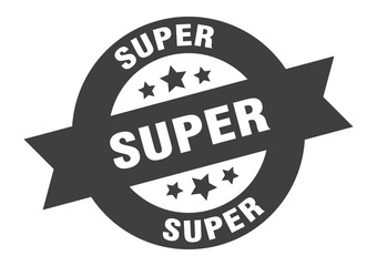 super sign. super black round ribbon sticker