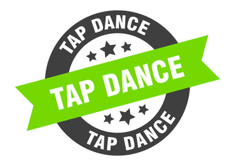 tap dance sign. tap dance black-green round ribbon sticker