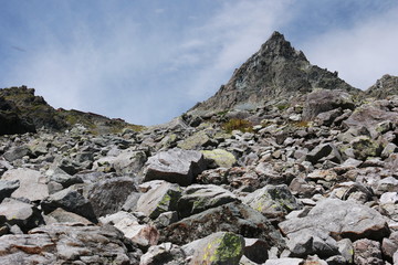 北アルプス　槍沢登山道から槍ヶ岳を仰ぎ見る