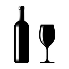 Bottle of wine and glass