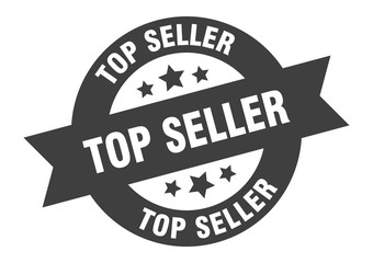 top seller sign. top seller black round ribbon sticker