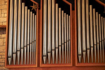 Pipe organ, pipe part close up