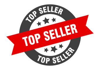top seller sign. top seller black-red round ribbon sticker