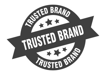 trusted brand sign. trusted brand black round ribbon sticker