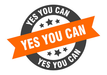 Obraz premium yes you can sign. yes you can orange-black round ribbon sticker