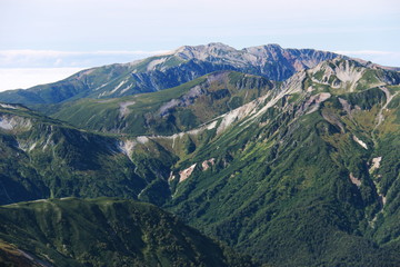 北アルプス 槍ヶ岳山頂からの風景 雲ノ平周辺の山々 薬師岳遠景