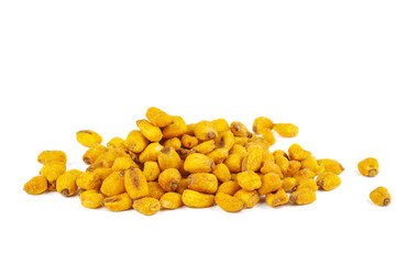 Pile of salted roasted corn isolated on white background