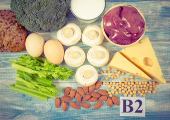 Food ingredients containing a large amount of vitamin B2 (riboflavinum).