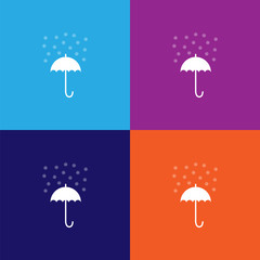 umbrella snow line icon on colored background