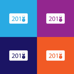 2018 New Year greeting card creative design concept with number 8 looking like an abstract snowman icon