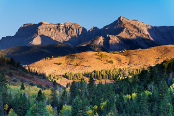 Sunset on White House Mountains and Mt. Sneffels. Autumn in the San Juan Mountains of Colorado.