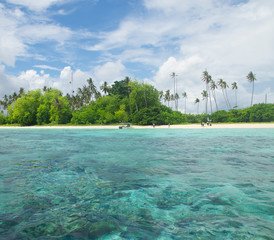 Sibuan island with turquoise water and beautiful beach at Semporna, Sabah.