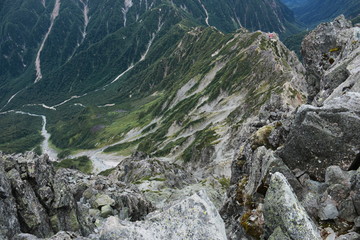 北アルプス　槍ヶ岳山頂からの風景　天上沢