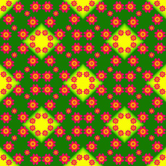 Seamless endless repeating multicolored bright ornament of different colors on combined background