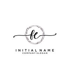 FE Beauty vector initial logo, handwriting logo.