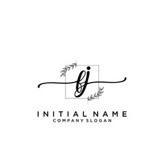 FJ Beauty vector initial logo, handwriting logo.