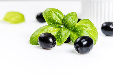 Black olives on white