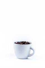 Cup with coffee bean on white