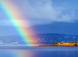 Rainbow over the city of Tromso