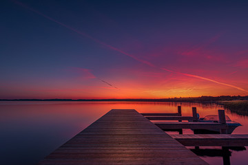 Fototapeta na wymiar Sunrise over lake gröberner sea