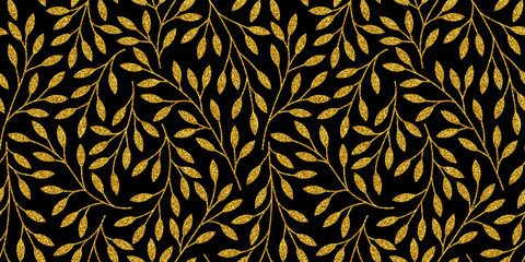 Naklejki  Elegancki kwiatowy wzór ze złotymi gałęziami. Ilustracja wektorowa.