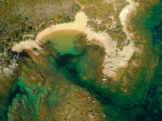 Corsica Figari Testa beach from the sky