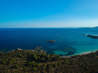 Corsica Palombaggia beach from the sky