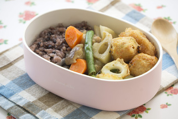 玄米と鶏肉のお弁当　 japanese lunch box 