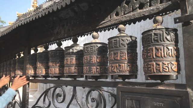 prayer wheels in Katmandu Nepal