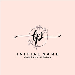 FP Beauty vector initial logo, handwriting logo.