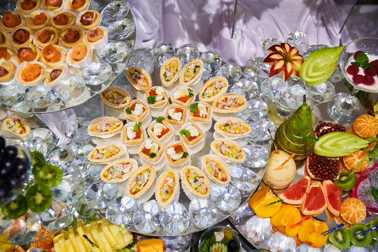 Canapes, fruit and dessert buffet for the holiday